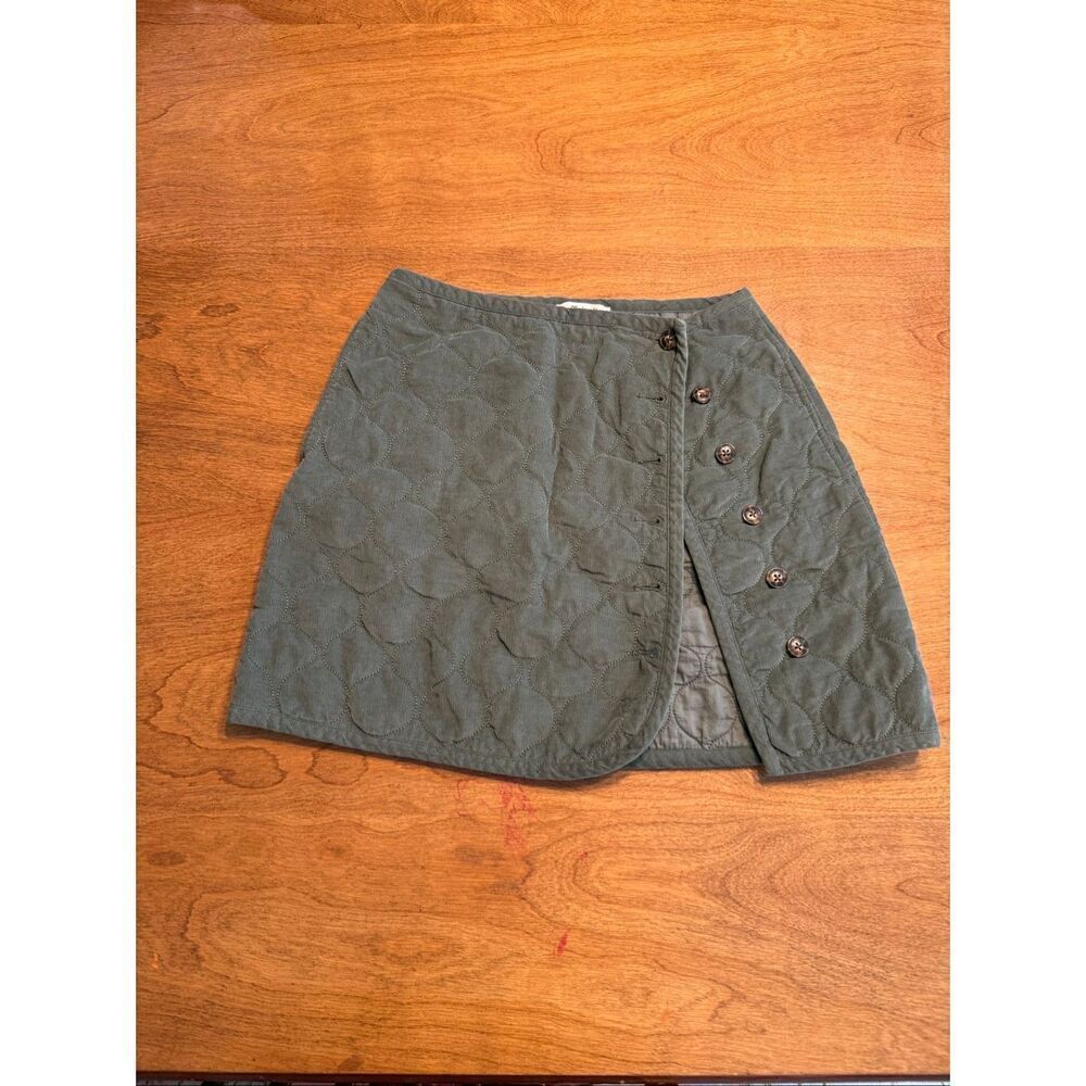 Madewell Women's Wrap Button Front Quilted Corduroy Mini Skirt Army Green Size 4